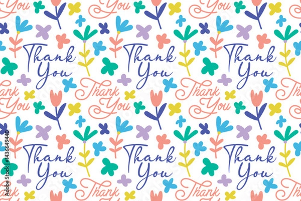 Obraz seamless pattern with thank you lettering. vector illustration