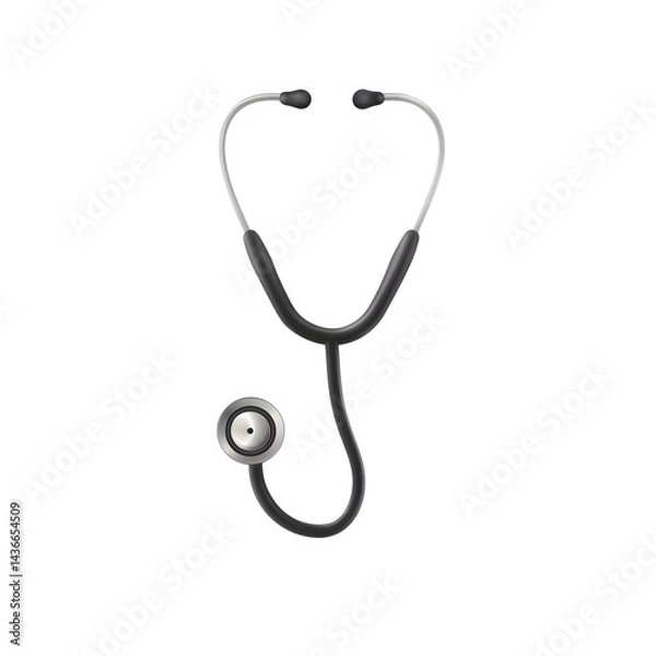 Fototapeta Black stethoscope tool on transparent background