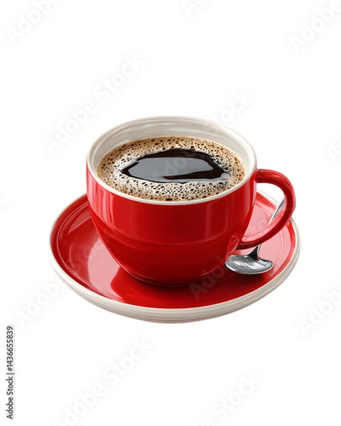 Fototapeta Red coffee cup drink on transparent background