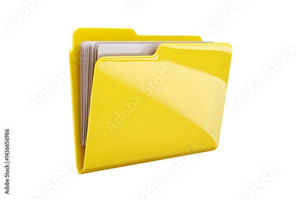 Fototapeta Yellow file folder 3d on transparent background