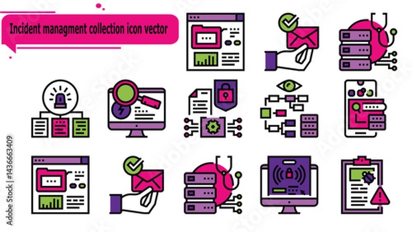Obraz Incident managment collection icon vector