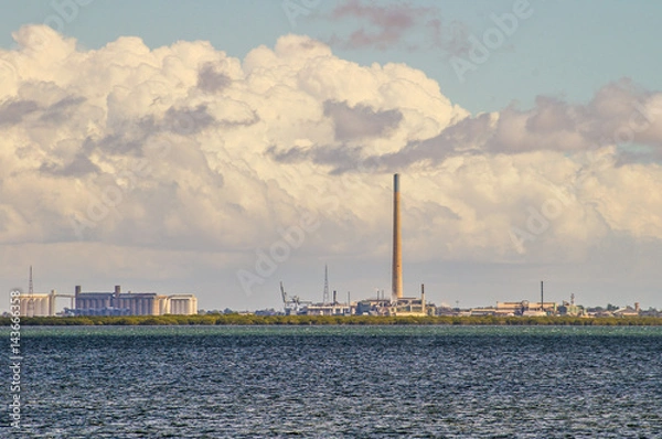 Fototapeta Port Pirie skyline in South Australia showing the lead smelter and grain silos