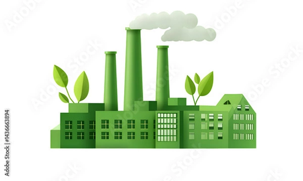 Fototapeta Eco friendly factory on transparent background