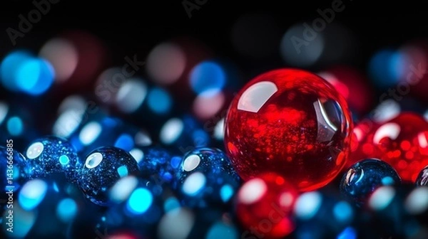 Obraz Abstract red and blue wallpaper with flowing patterns on a black background, macro shot