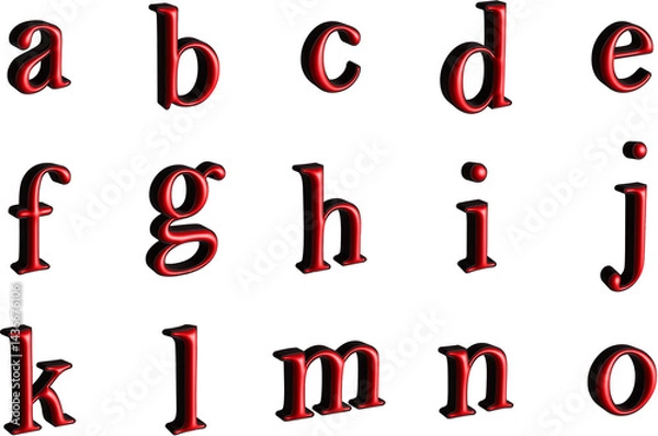Obraz 3D Text Effects (Vibrant ) – Premium Red Beveled Simple Letters Ideal for logos, titles, and emphasis work for: Social media headers & ads Print designs Any project needing bold, dimensional text