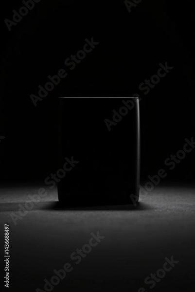 Fototapeta A minimalist black silhouette against a dark background, creating a sense of mystery and elegance.