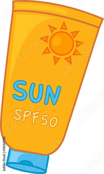 Fototapeta ilustracja kremu do opalania na białym tle