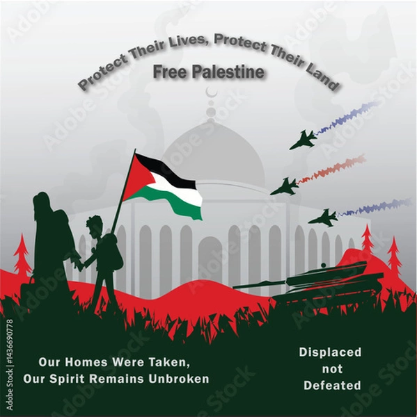 Obraz Free Palestine Protect Their Lives, Protect Their Land