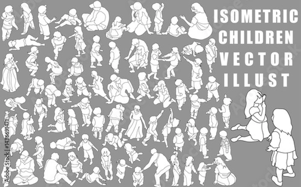 Obraz Isometric active children vector illustration collection