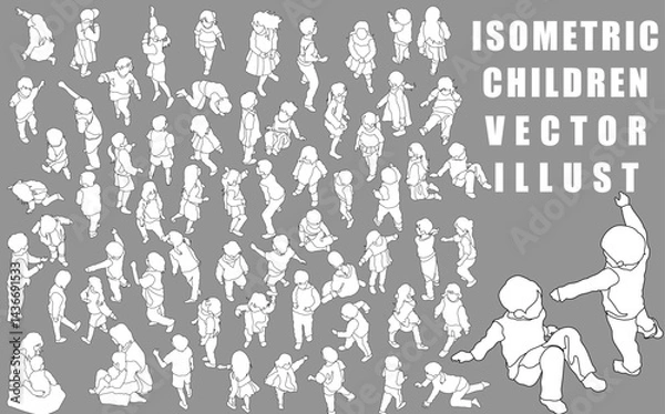 Obraz Isometric active children vector illustration collection