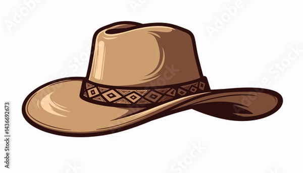 Fototapeta Illustration of rustic shepherd's hat with decorative style, craftsmanship