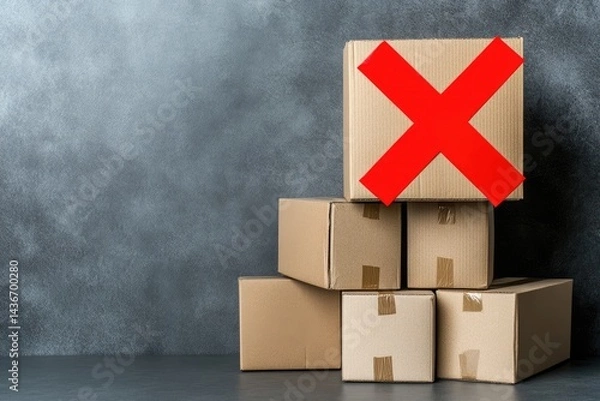 Obraz Rejected packages stacked on a table