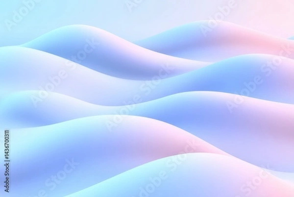 Fototapeta Soft undulating waves create serene gradient of blue and pink hu