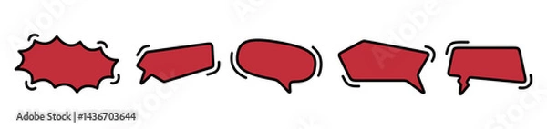 Obraz Empty speech bubble signs set. Vector blank red dialog clouds.