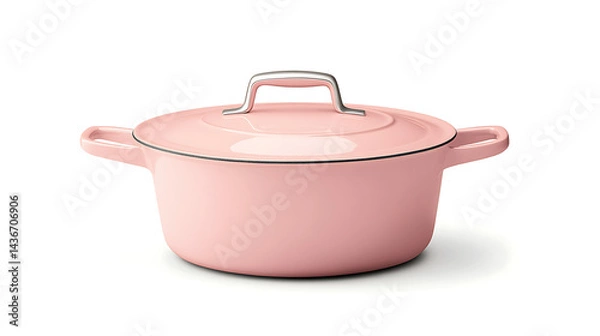Fototapeta A pink pot with a lid and handles.
