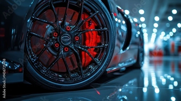 Fototapeta Close-up of a performance car's wheel