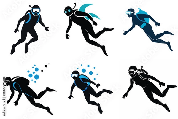 Fototapeta Scuba Diving Scene Vector Illustration