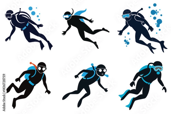 Fototapeta Underwater Exploration Scene Vector