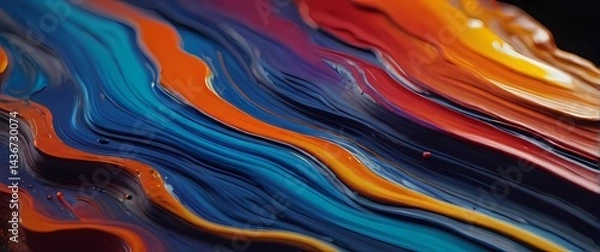Obraz Close up macro image of layered acrylic paint strokes rich with texture and vivid contrasting colors