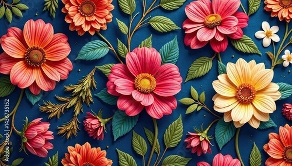 Obraz Intricate woven floral tapestry, seamless repeat, tapestry pattern, repeat texture