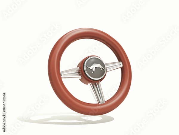 Fototapeta Retro Car Steering Wheel vector 3d illustration icon.