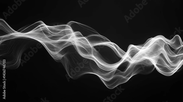Obraz Abstract White Particle Wave on Black Background