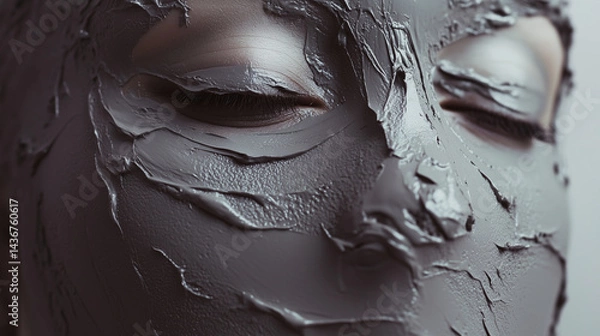 Fototapeta Detailed image of clay mask texture smeared smoothly on the skin.
