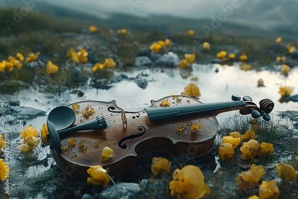 Fototapeta Silent Violin with Missing Strings