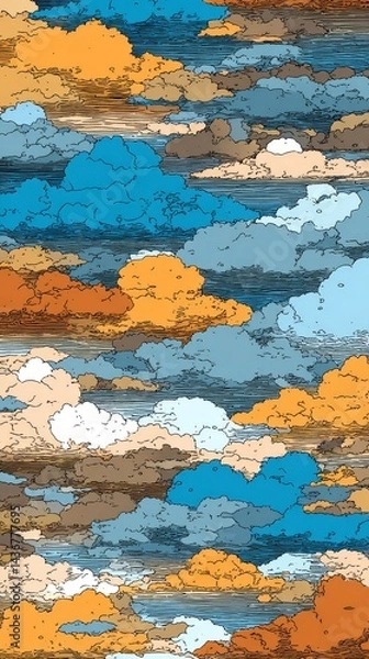 Fototapeta A comprehensive description of clouds using the term jacquard.