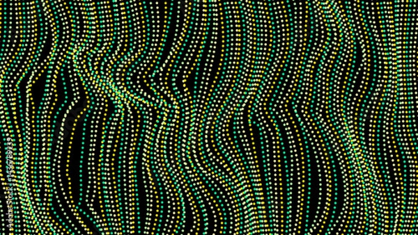 Fototapeta Neon dots abstract background. Green and yellow Dotted wavy backdrop. Vector template for your creative designs.