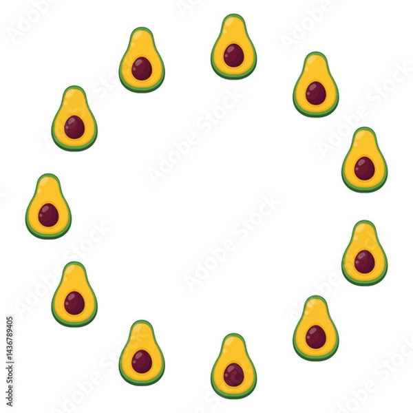 Obraz Round frame of ripe avocado. Vector illustration