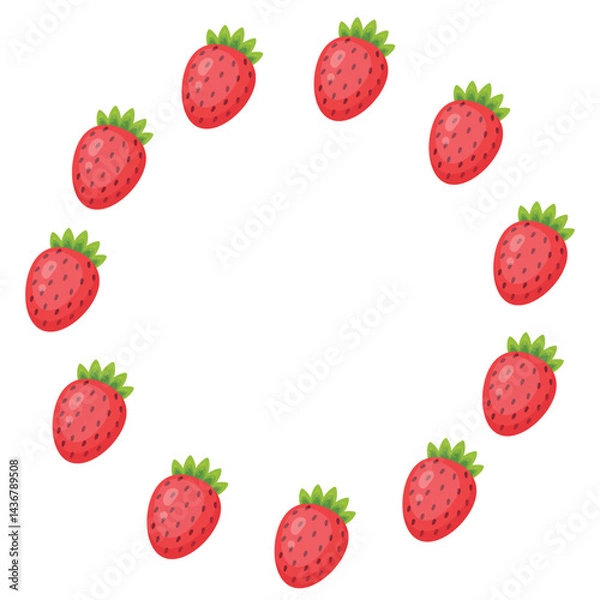 Obraz Round frame of ripe strawberries. Vector illustration