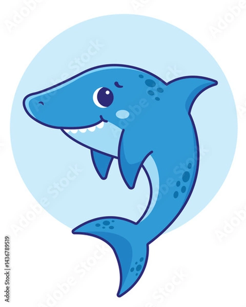 Obraz Cute cartoon shark. Vector children's illustration