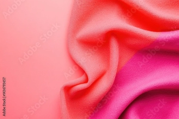 Fototapeta Vibrant coral and fuchsia fabric drapes.  Soft, flowing textures create a bold color combination