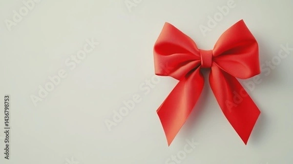 Fototapeta Red gift bow isolated on a white background. Festive and simple