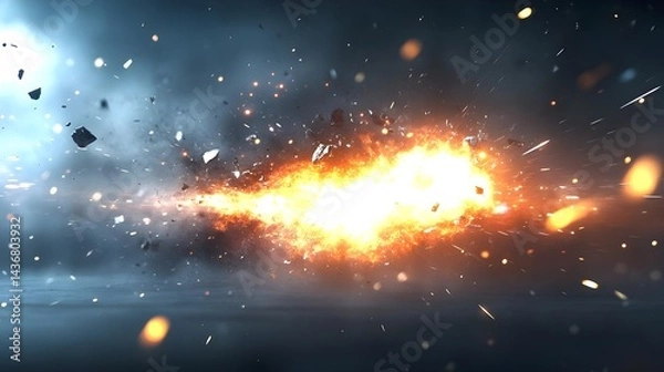 Obraz Dynamic Abstract Explosion with Energetic Energy and Light Effects