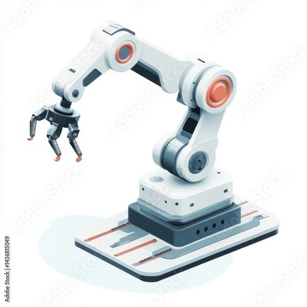 Fototapeta Illustration of a robotic arm with a sleek design, perfect for automation tasks in modern industries.