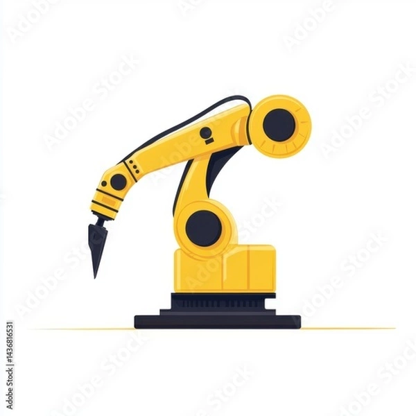 Fototapeta A bright yellow industrial robotic arm designed for precision tasks and automation.