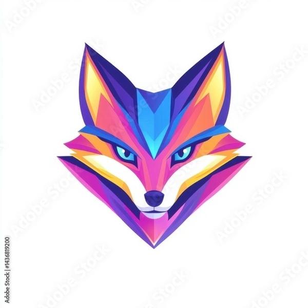 Obraz Colorful geometric fox illustration featuring vibrant shades and dynamic shapes.