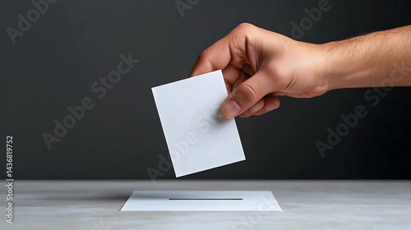Obraz Hand Inserting Ballot into Voting Box