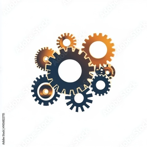 Fototapeta An abstract composition of metallic gears in various sizes, symbolizing innovation and engineering.