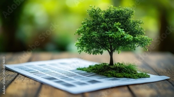 Obraz Miniature tree on a document