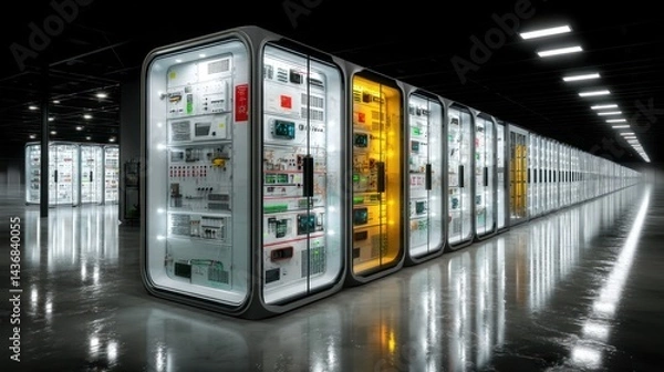 Fototapeta Modern server room, futuristic design