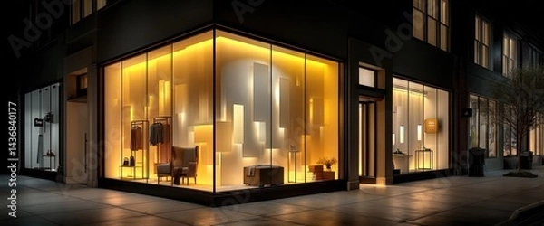 Fototapeta Modern Shopfront at Night