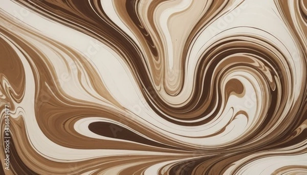 Obraz Abstract brown waves design with a liquid chocolate texture and gold swirls