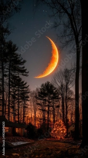 Fototapeta Moonlit forest scene
