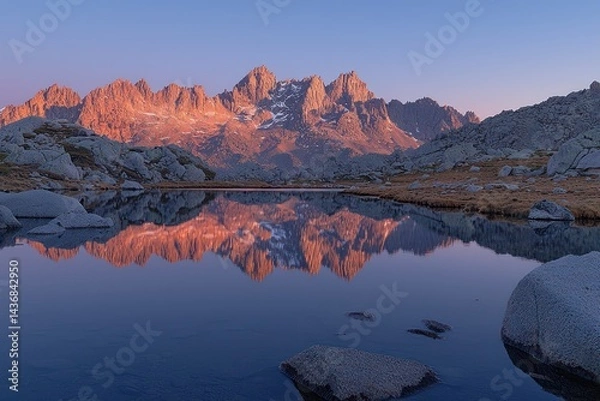 Fototapeta Mountain lake sunrise reflection (1)