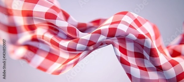 Fototapeta Red and White Plaid Fabric Drape (4)