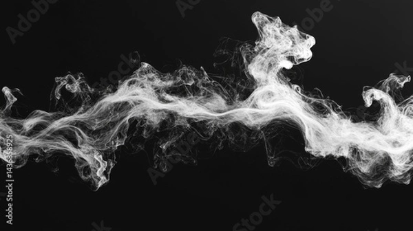 Fototapeta Abstract White Particles Flowing on Black Background