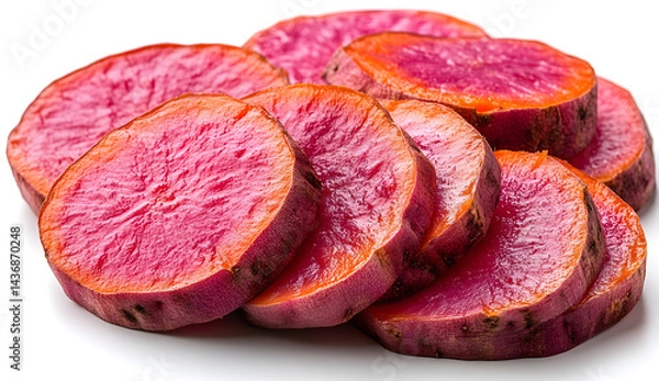 Obraz Freshly Sliced Purple Sweet Potatoes – Vibrant and Nutritious